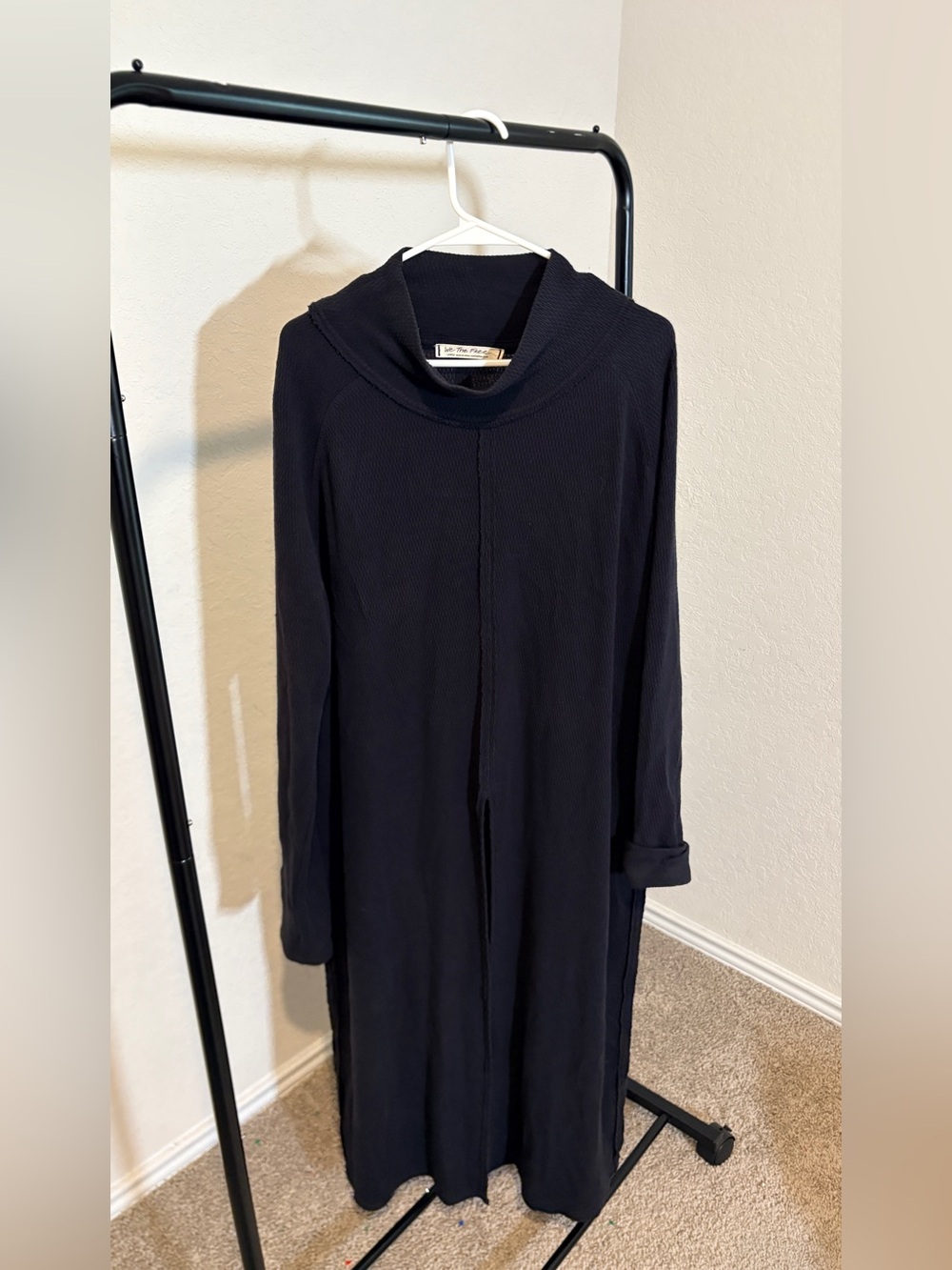 We The Free by Free People Black Open-Front Cape like light Sweater Dress